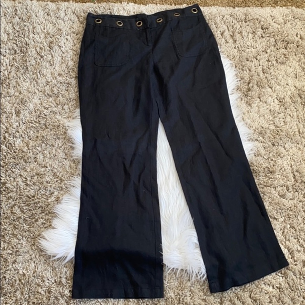 INC brass grommet detail wide leg pants